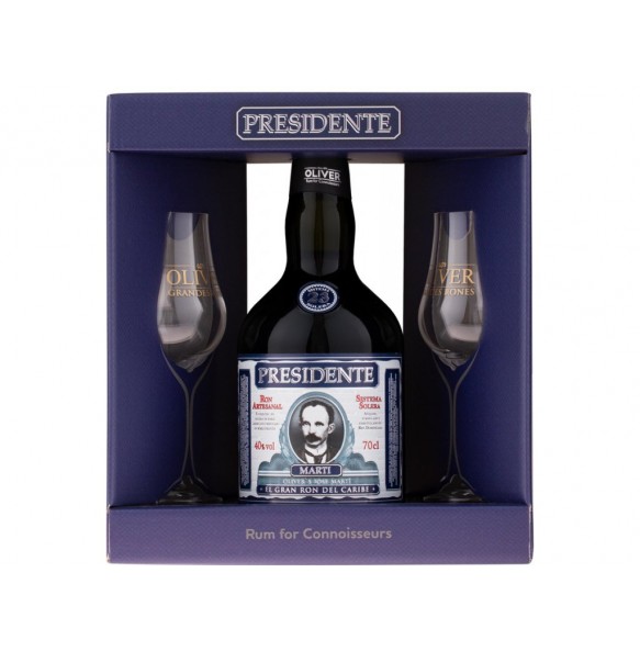 rum Presidente 23 Años Solera 0,7l + 2poháre
